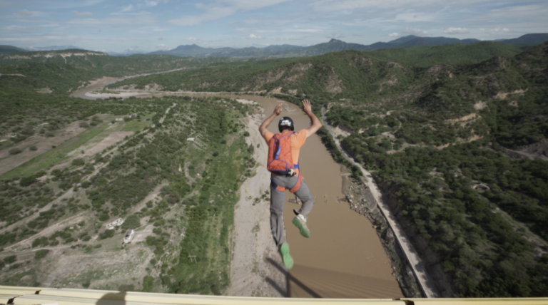 man BASE jumps in Mexico