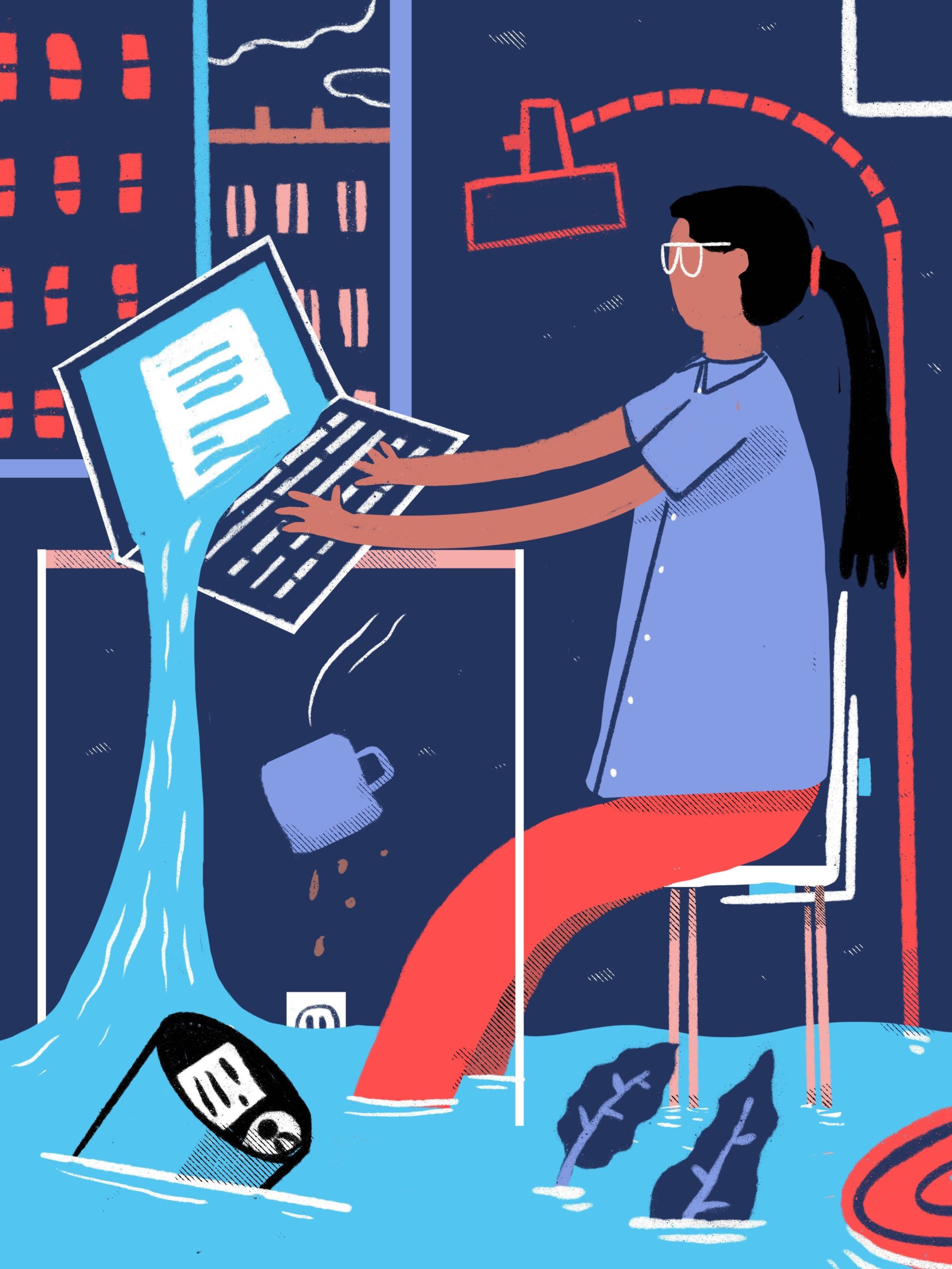 Illustration of author creating flow in her writing